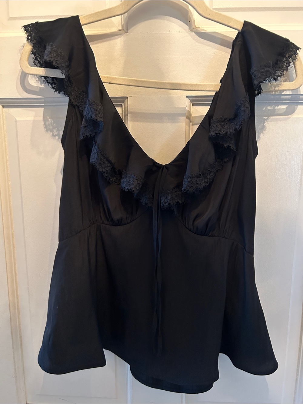 Universal Thread Black Lace-Trim Ruffle Camisole